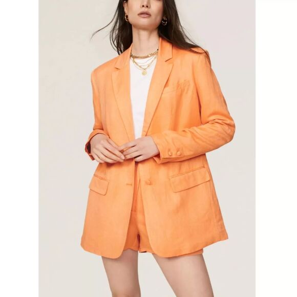 ASHLEY PARK x RTR Linen Blend Blazer M Oversized Two Button Orange EUC B10 - Picture 1 of 6